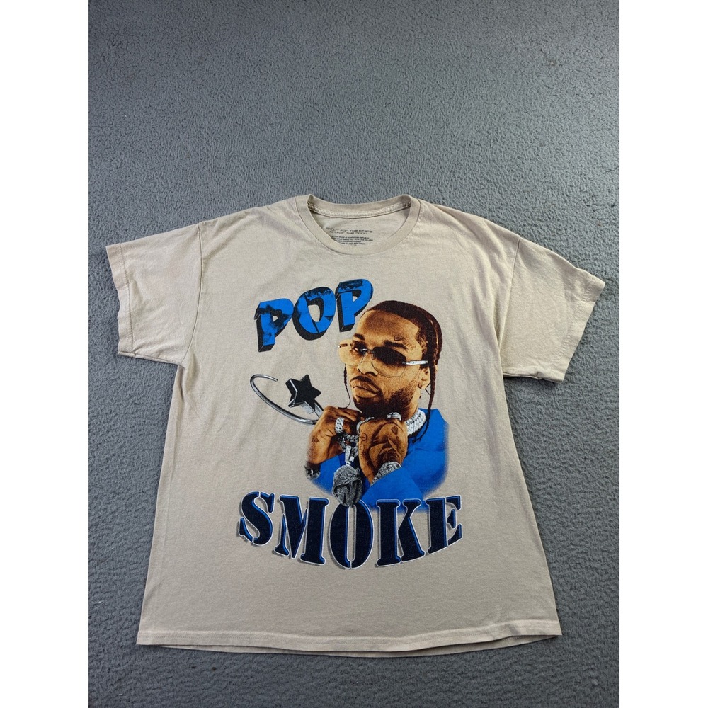 Pop Smoke Rap Tee Mens Large Shoot For The Stars Aim For The Moon T Shirt